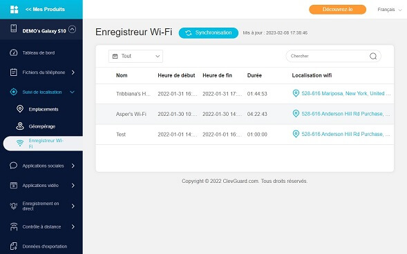 the wi-fi logger tracking of kidsguard pro