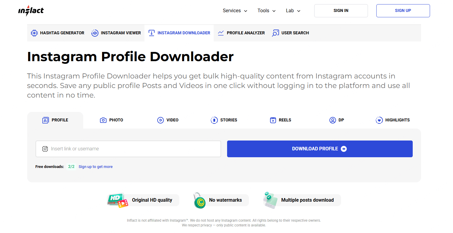 Inflact Profile Downloader
