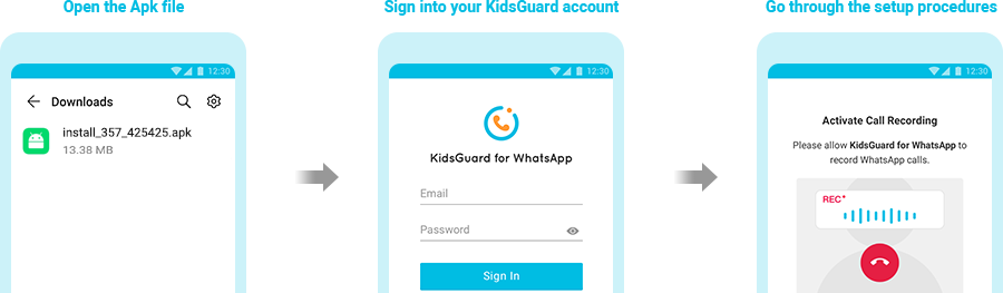 download KidsGuard pour WhatsApp application on target device