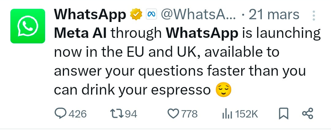 désactiver ou supprimer Meta AI sur WhatsApp