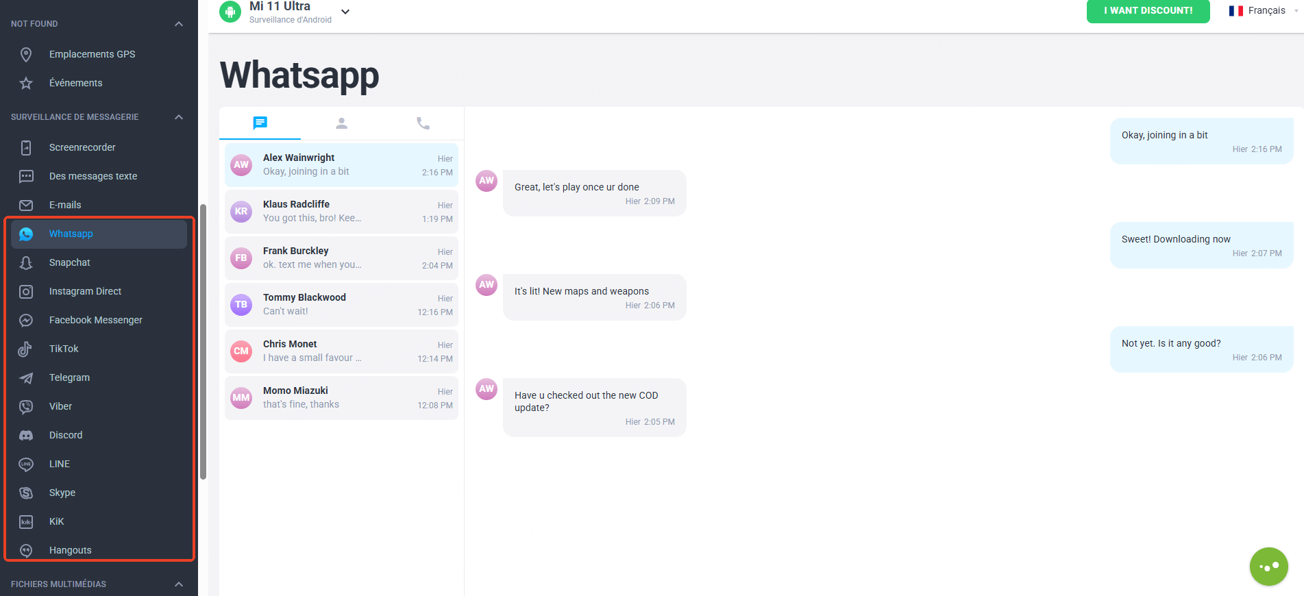 Réseaux sociaux surveillés par mSpy