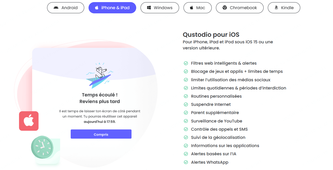 Qustodio Fonctionnalités pour iOS