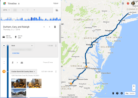 google map timeline