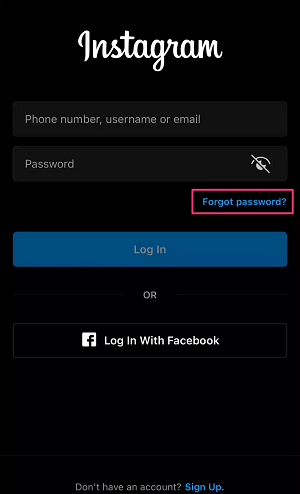 forgot password