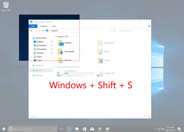 faire des captures d'écran d'une partie de l'écran sous windows