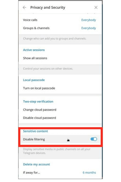 turn off disable filtering