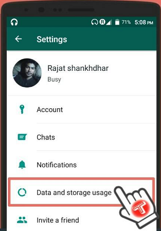 whatsapp data and storage usage