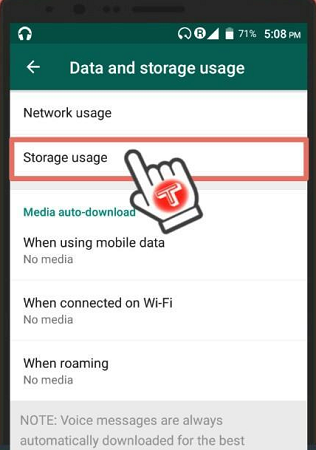 whatsapp storage usage