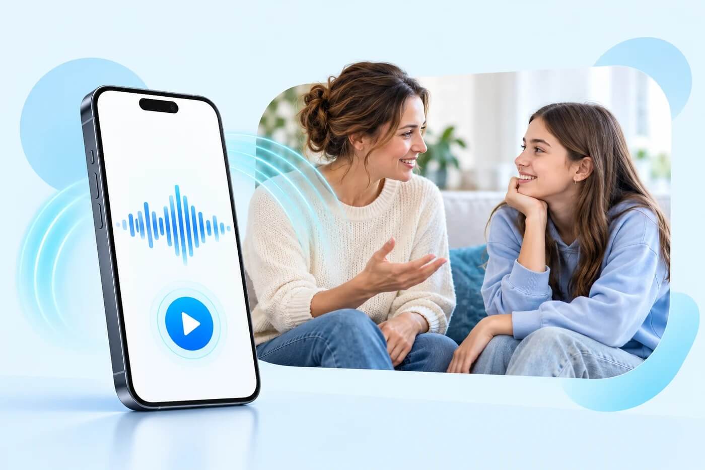 Interface de l'enregistreur vocal secret caché distant KidsGuard Pro sur smartphone