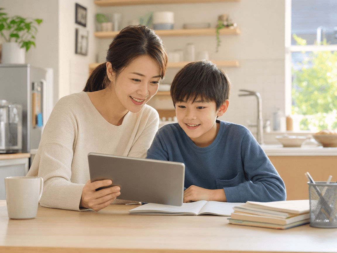 Parents discutant du contrôle parental et des limites d'écran