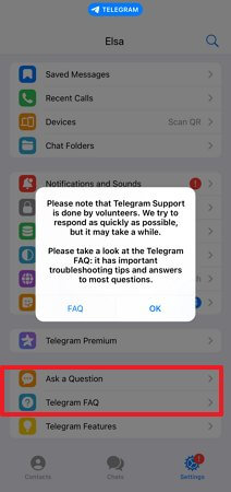 Обратившись в Службу Поддержки Telegram