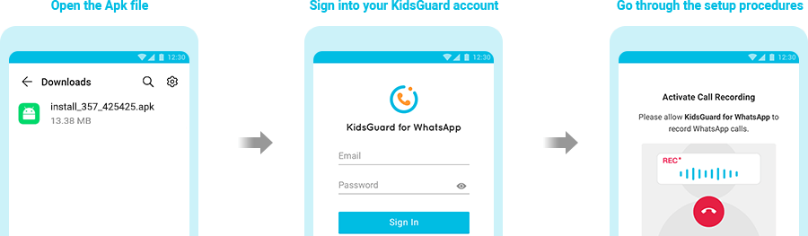 install kidsguard for whatsapp on android and login