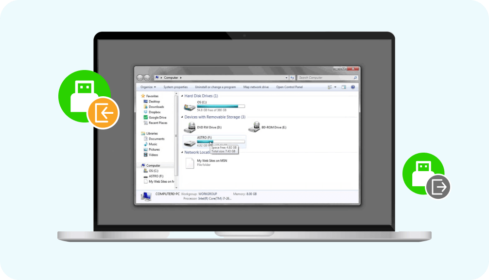 How to monitor usb connections on windows