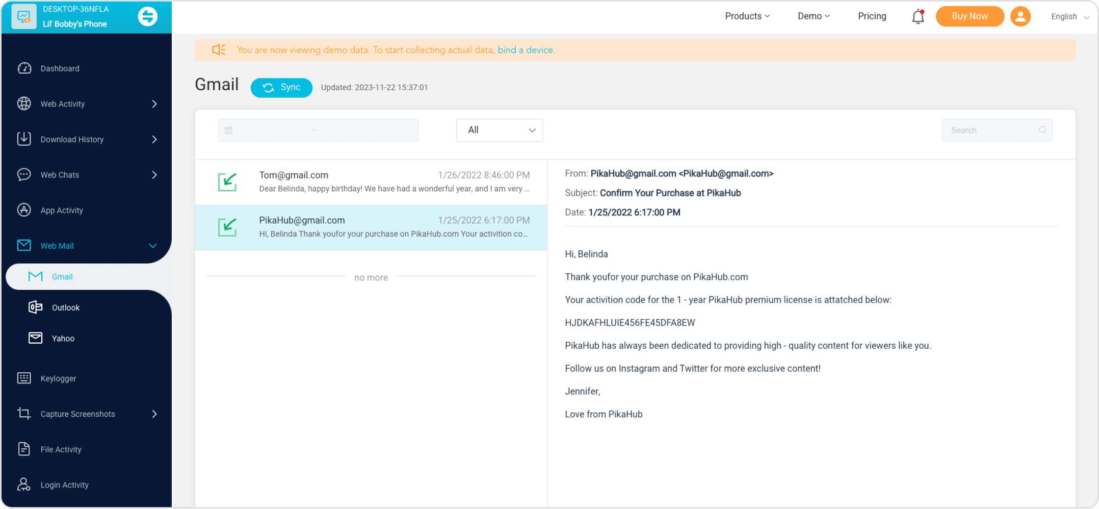 Monivisor online dashboard