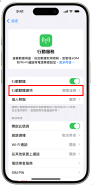 打開數據漫遊